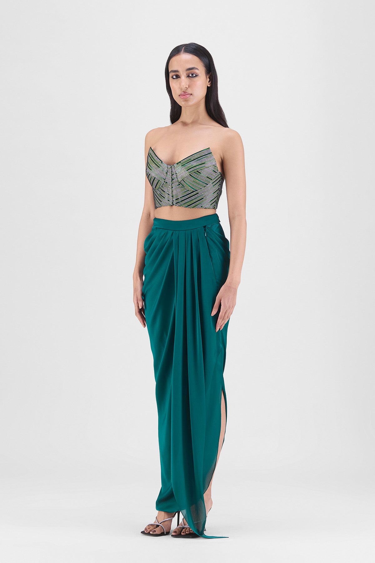 HAND WOVEN METALLIC SKIRT SET