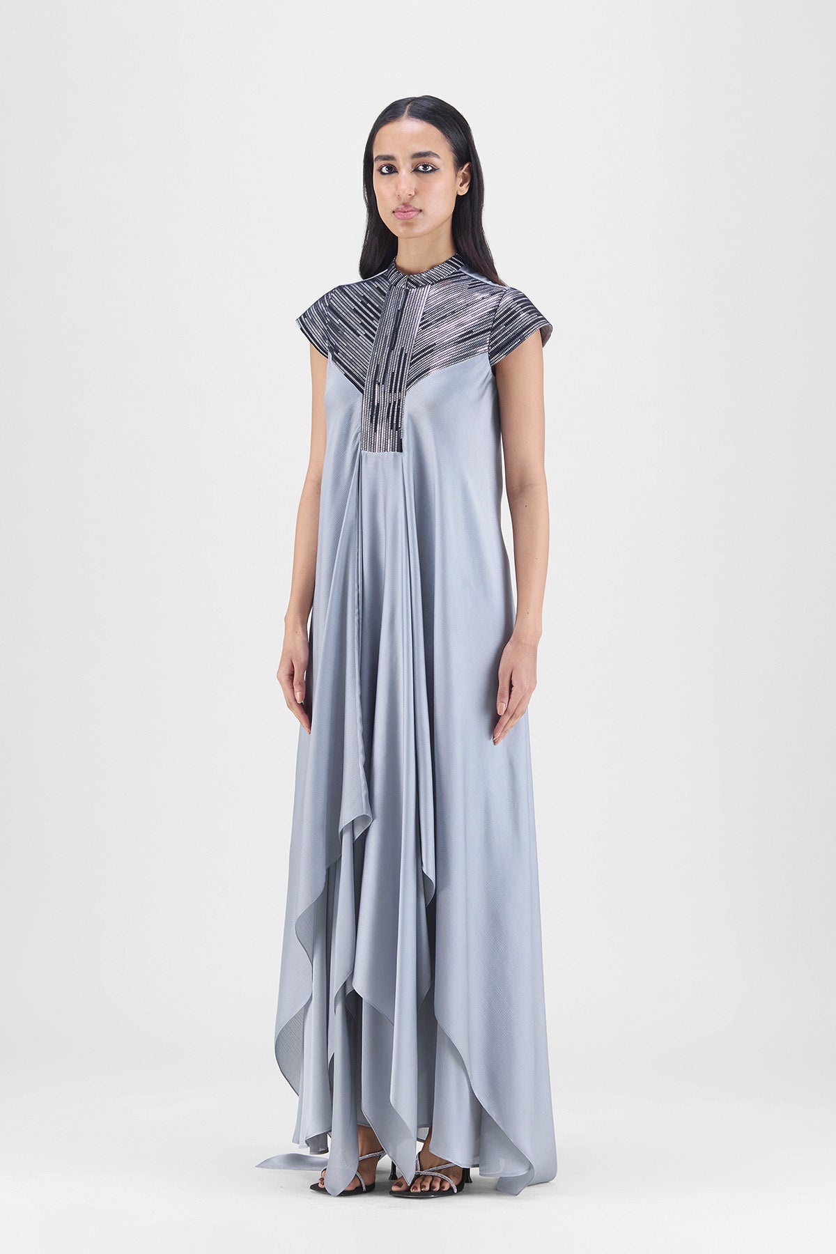 METALLIC PANELED DRESS