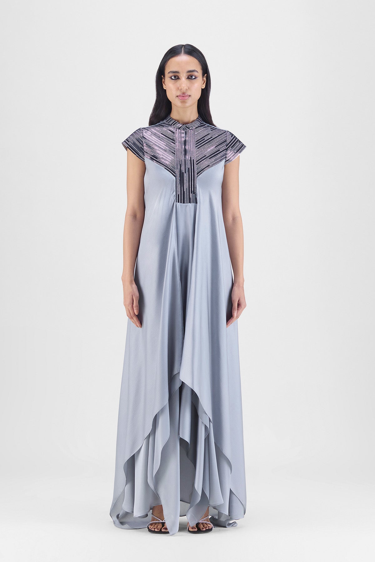 METALLIC PANELED DRESS