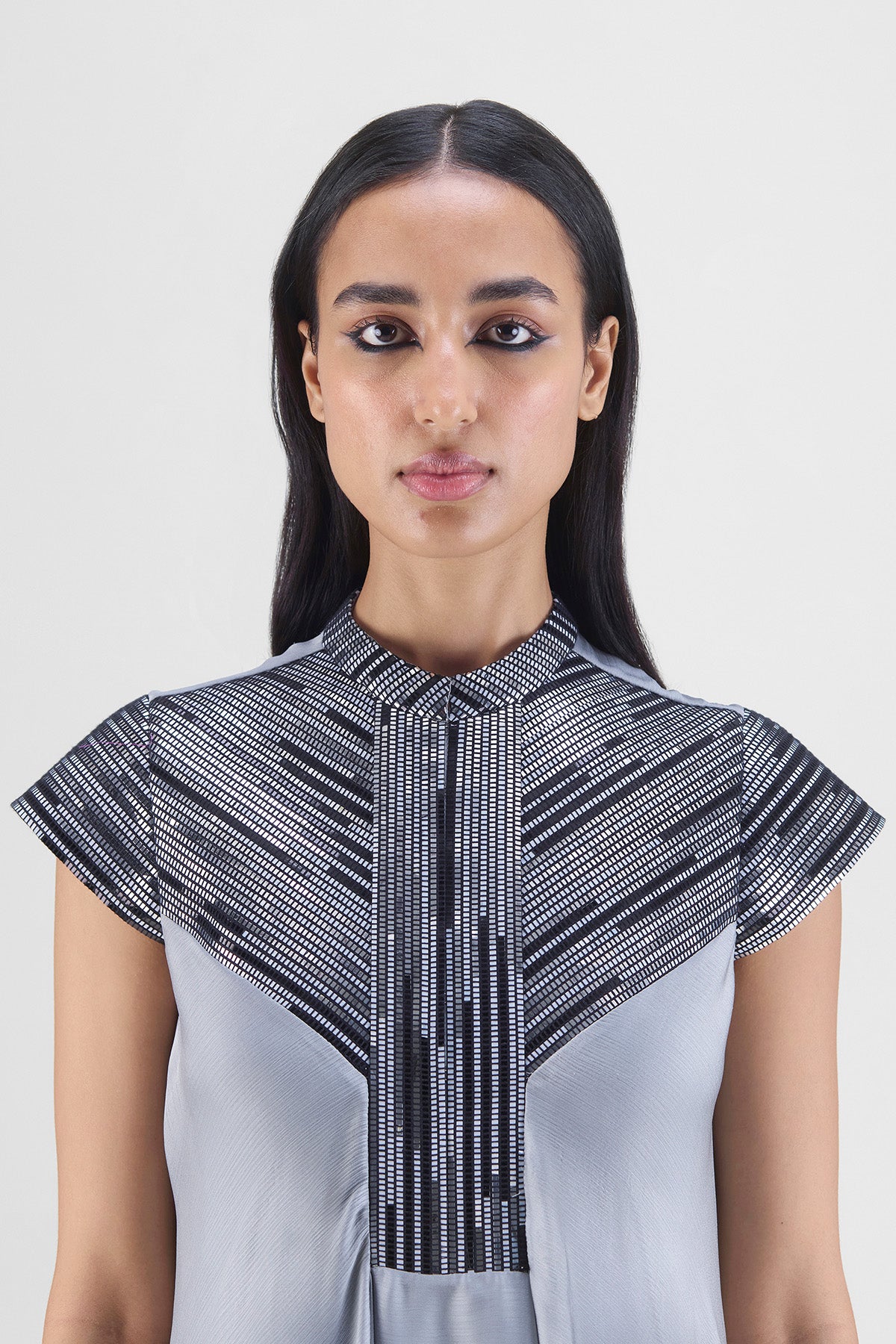 METALLIC PANELED DRESS