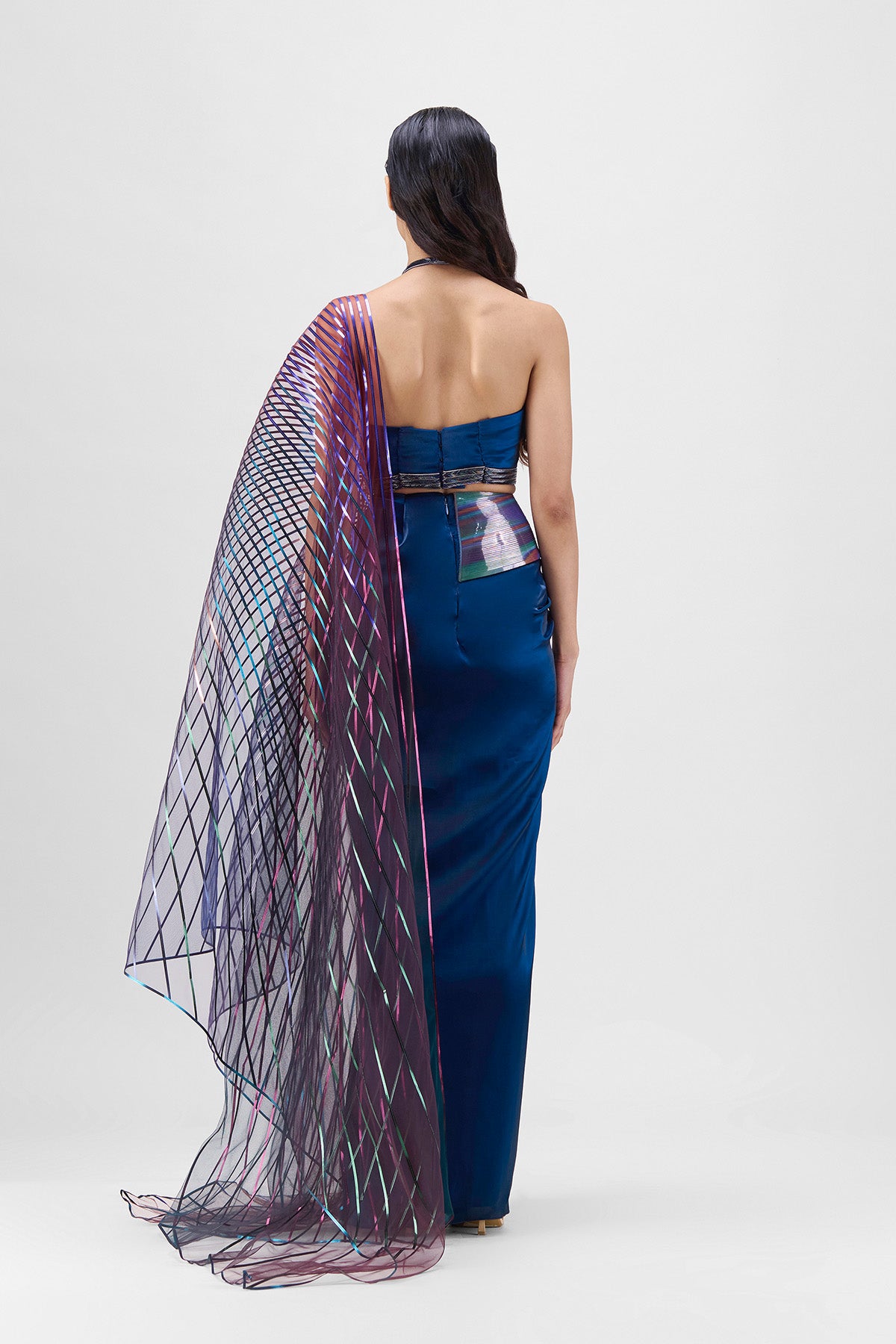 Metallic Multicoloured Winged Saree