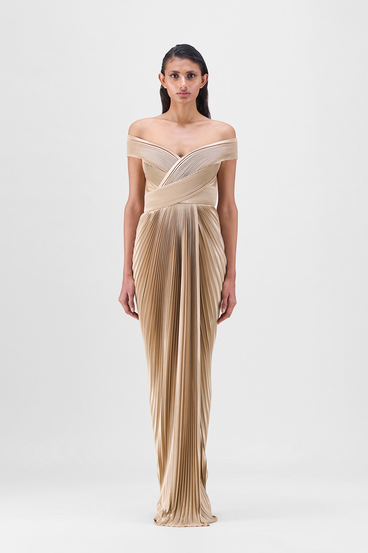 Structured Plissé Gown