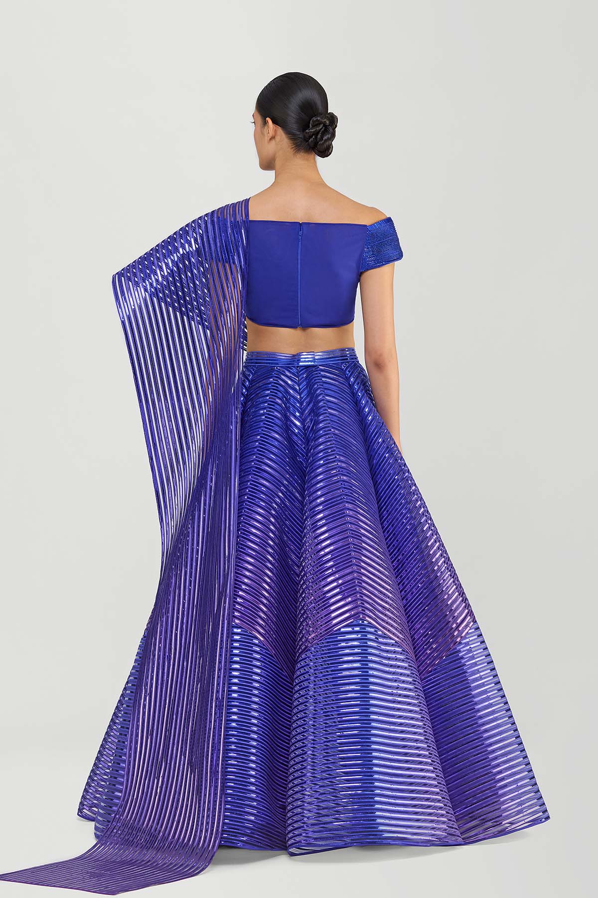 Scaled Top And Tulle Printed Skirt With Drape