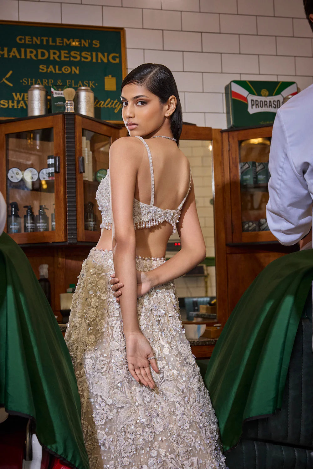 Ivory Three-Dimensional Floral Lehenga Set