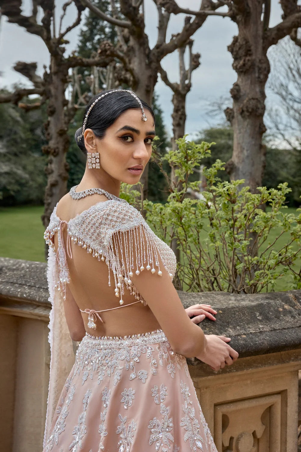 Powder Peach Pearl lehenga Set