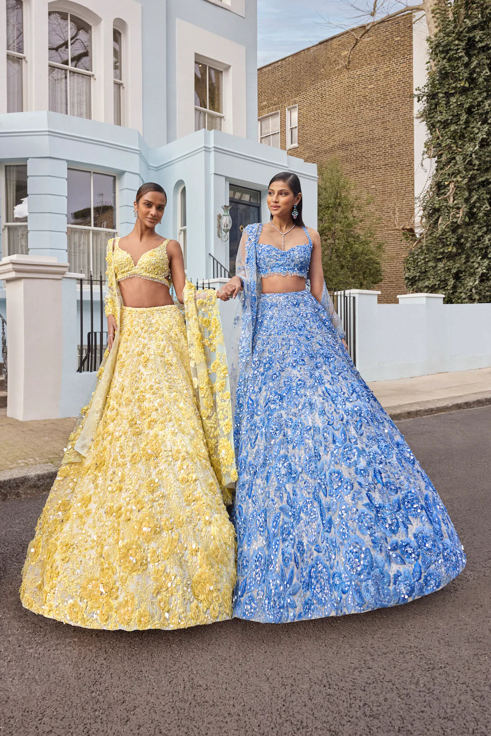 Powder Blue Floral Lehenga Set