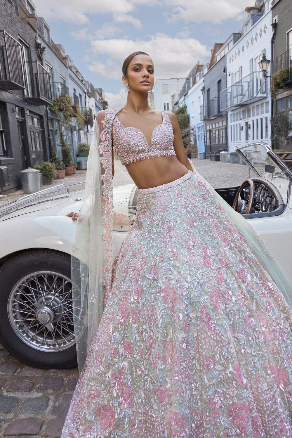Sea Green Sequin Lehenga Set