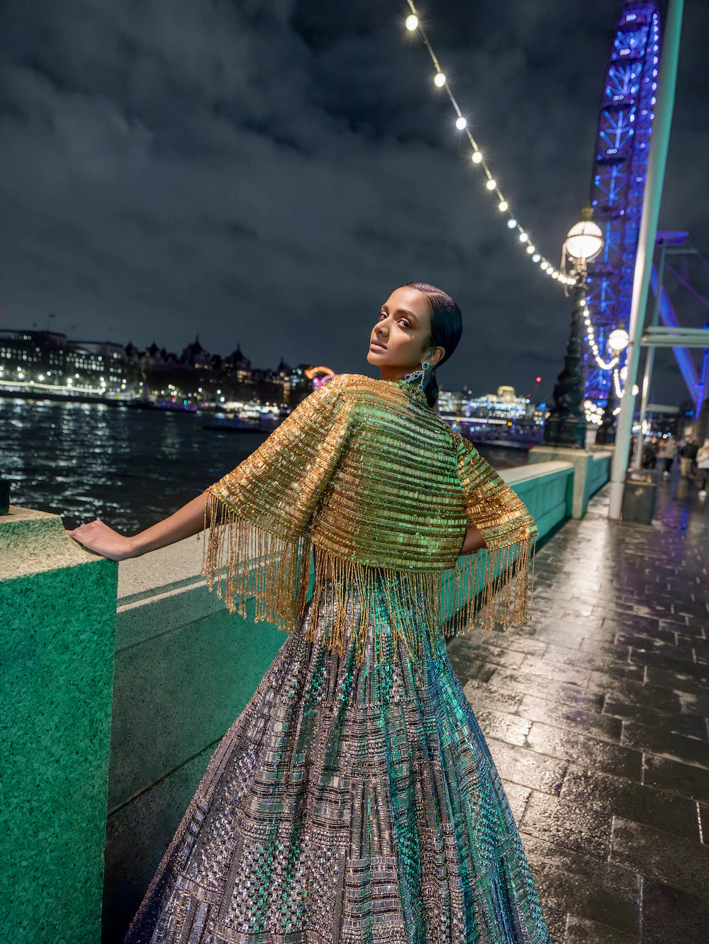 Antique Silver Sequin Lehenga Set