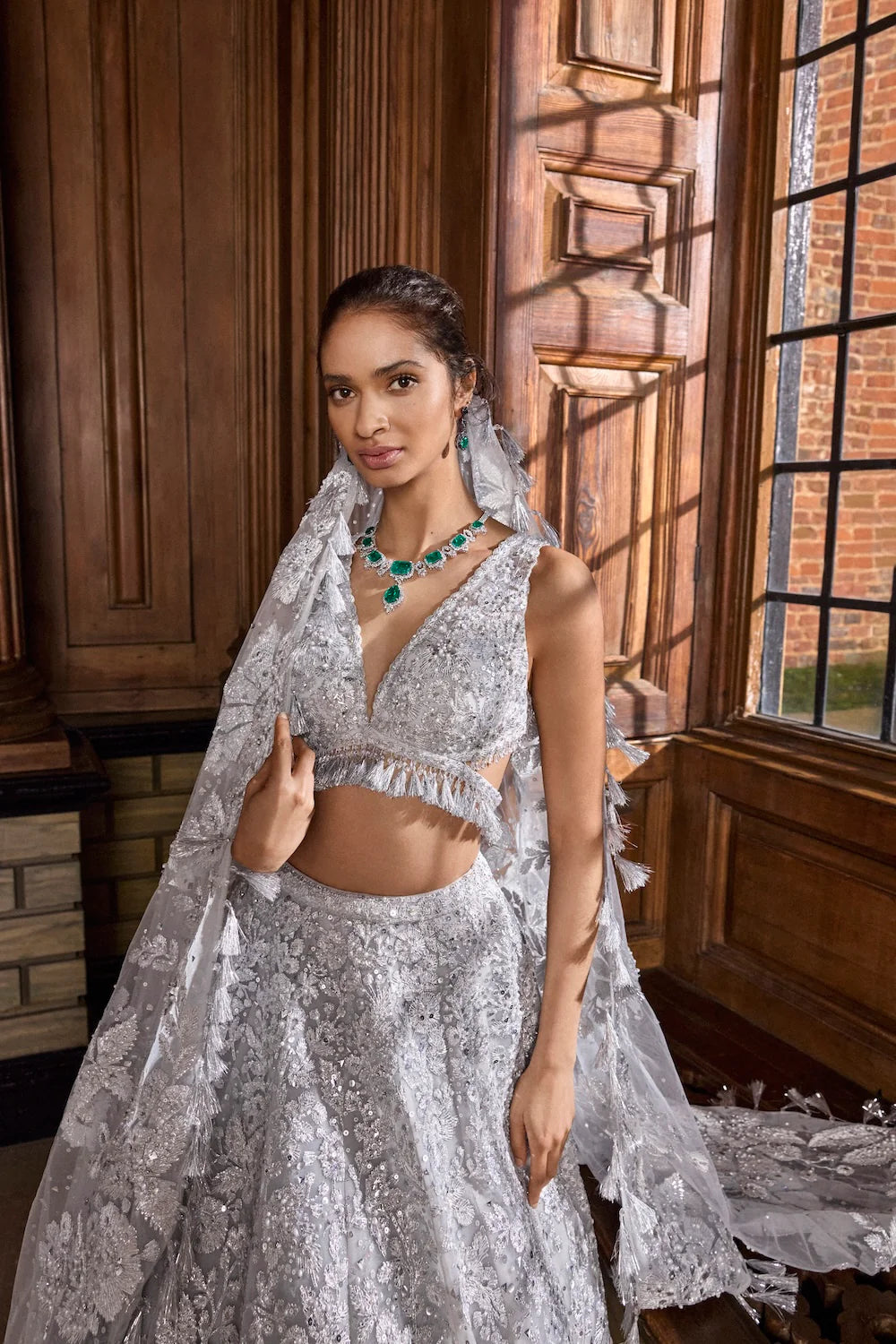 Metallic Silver Lehenga Set