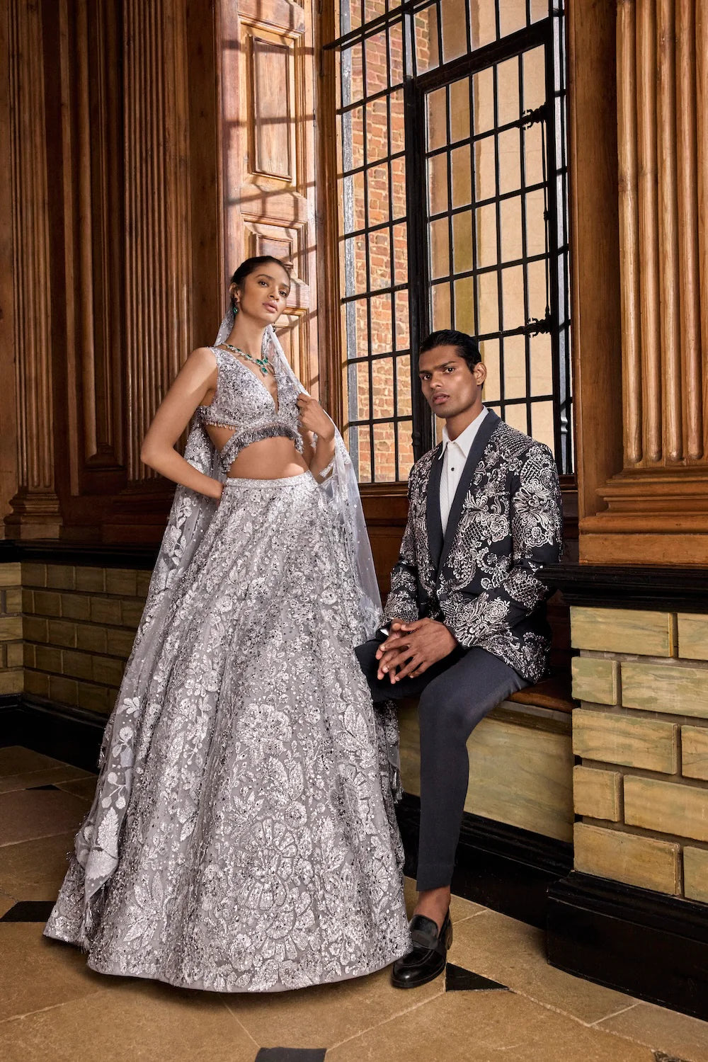 Metallic Silver Lehenga Set