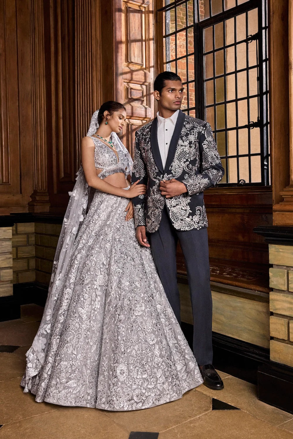 Metallic Silver Lehenga Set