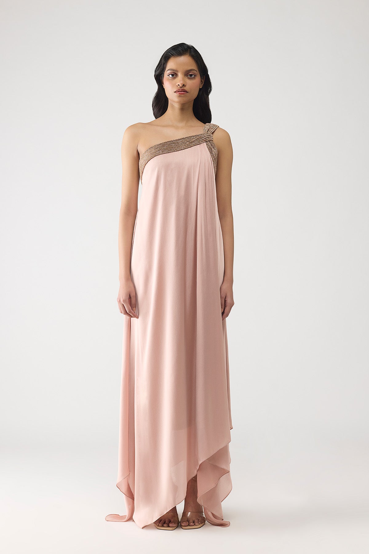 One Shoulder Crystalvein Detail Dress