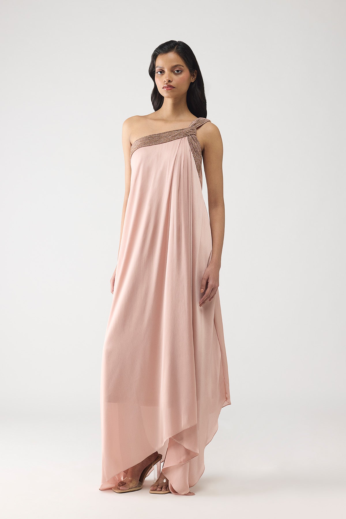 One Shoulder Crystalvein Detail Dress