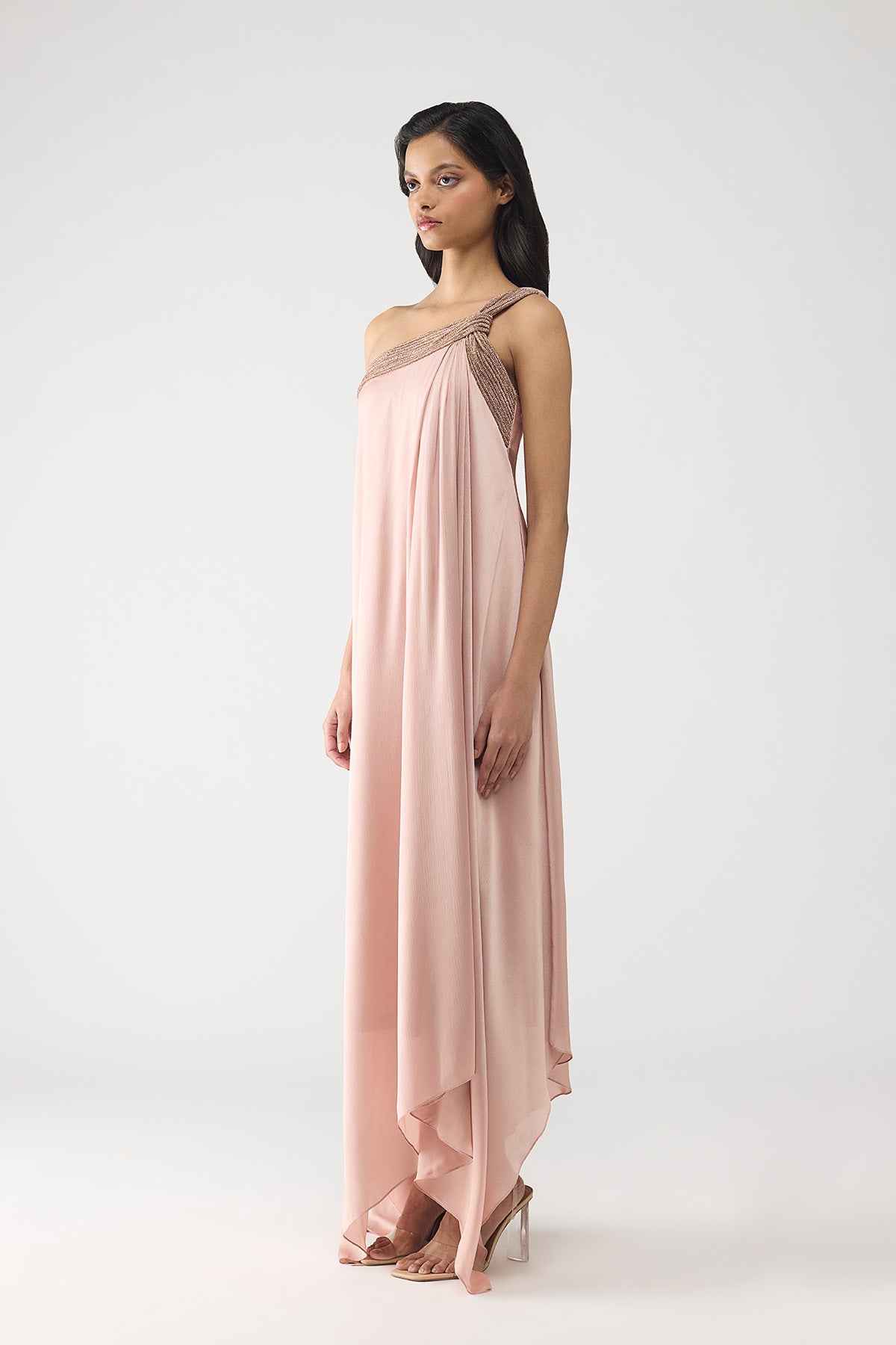 One Shoulder Crystalvein Detail Dress
