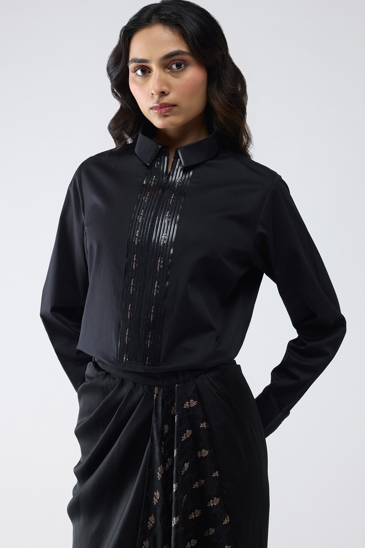 Banarasi Off-Shoulder Cape Set
