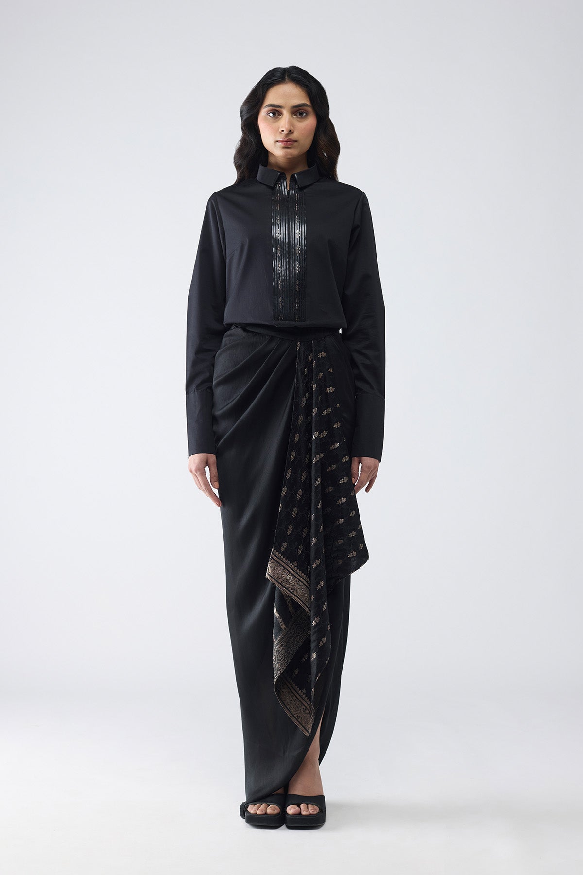 Banarasi Off-Shoulder Cape Set