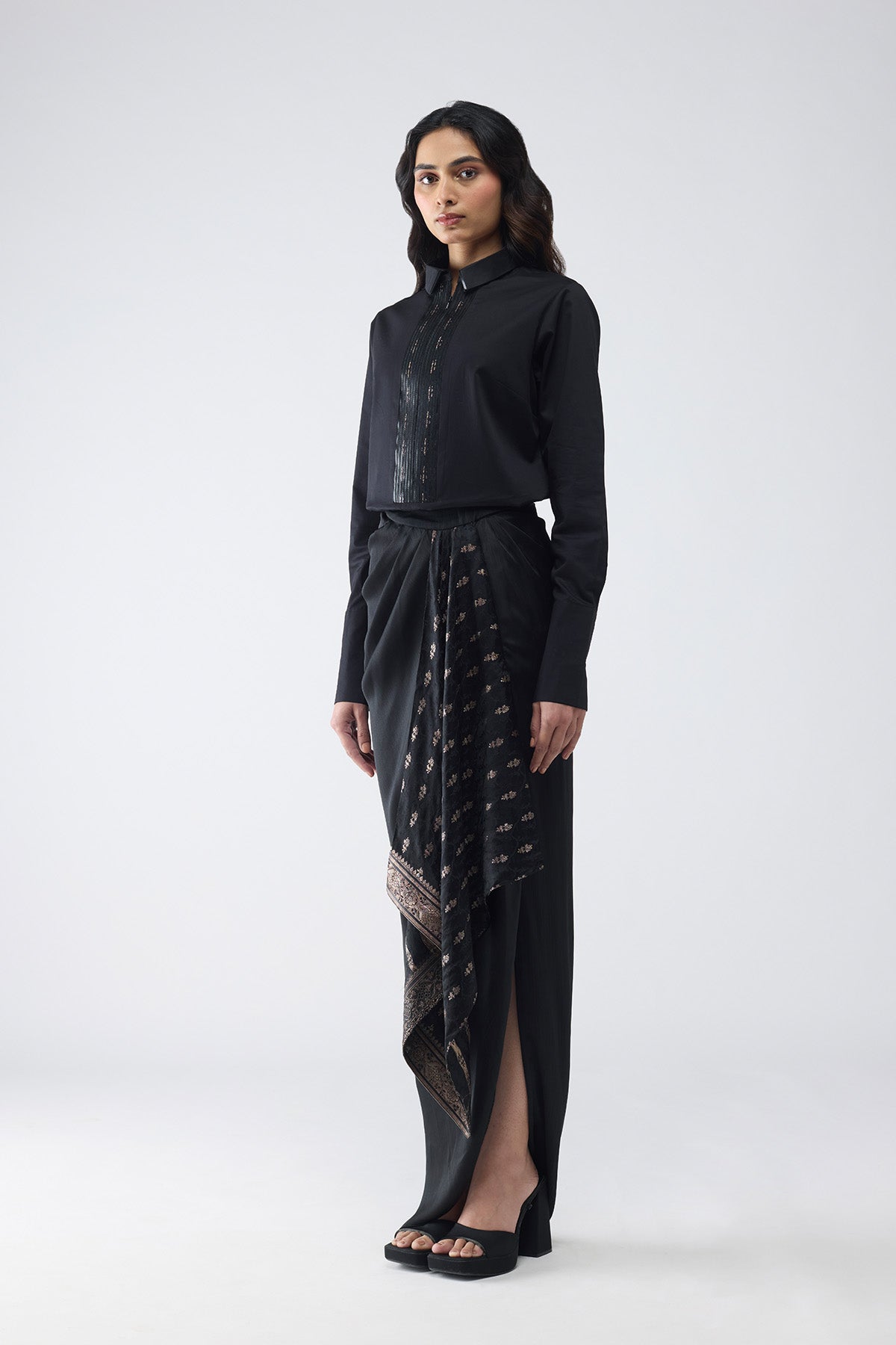 Banarasi Off-Shoulder Cape Set
