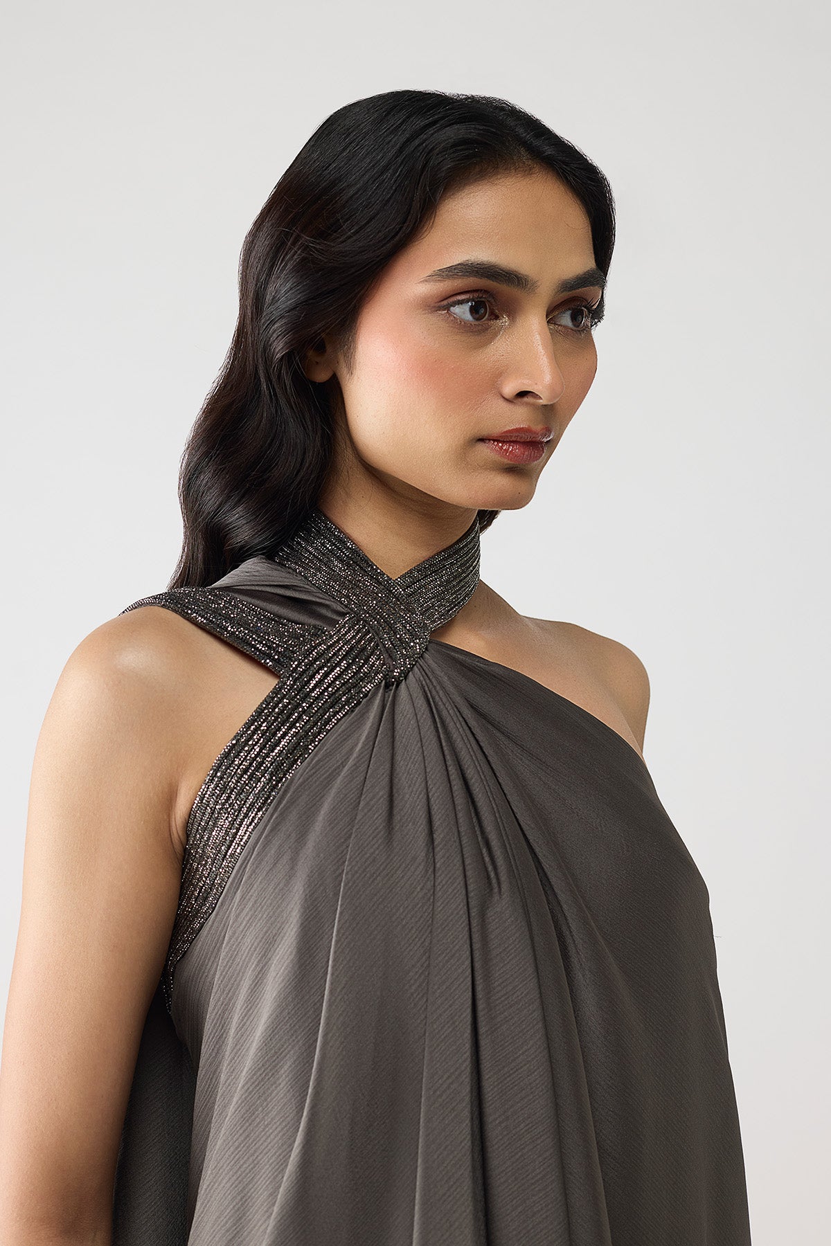 Halter Crstalvein Detail Dress