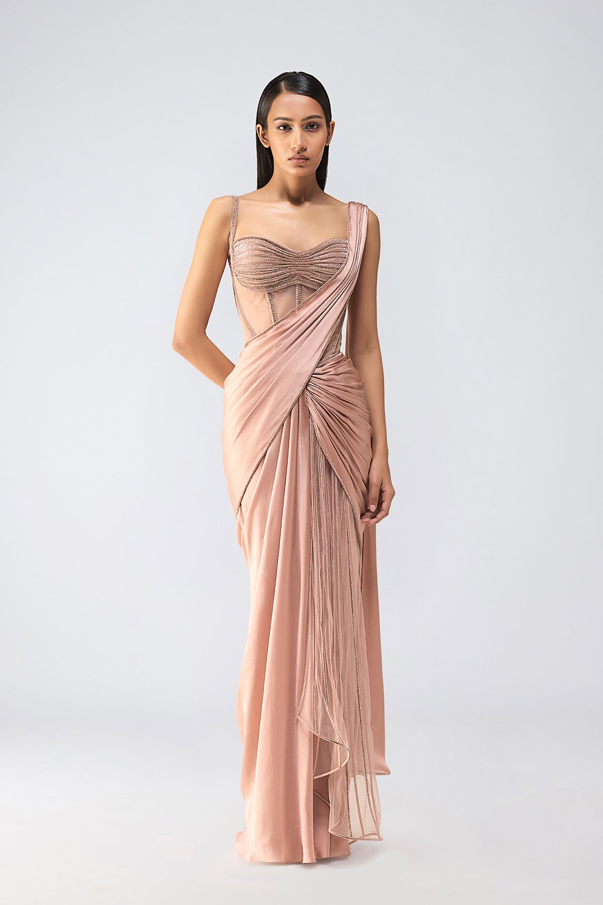 Moulded Crystalvein Corset And Draped Saree