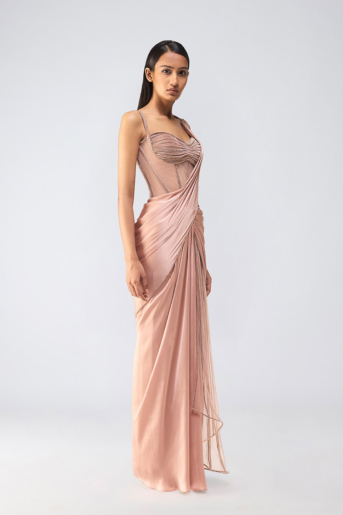 Moulded Crystalvein Corset And Draped Saree