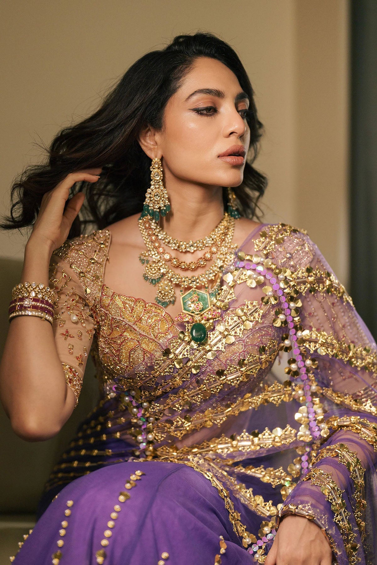 SOBHITA IN BLUE & GOLD SAREE SET