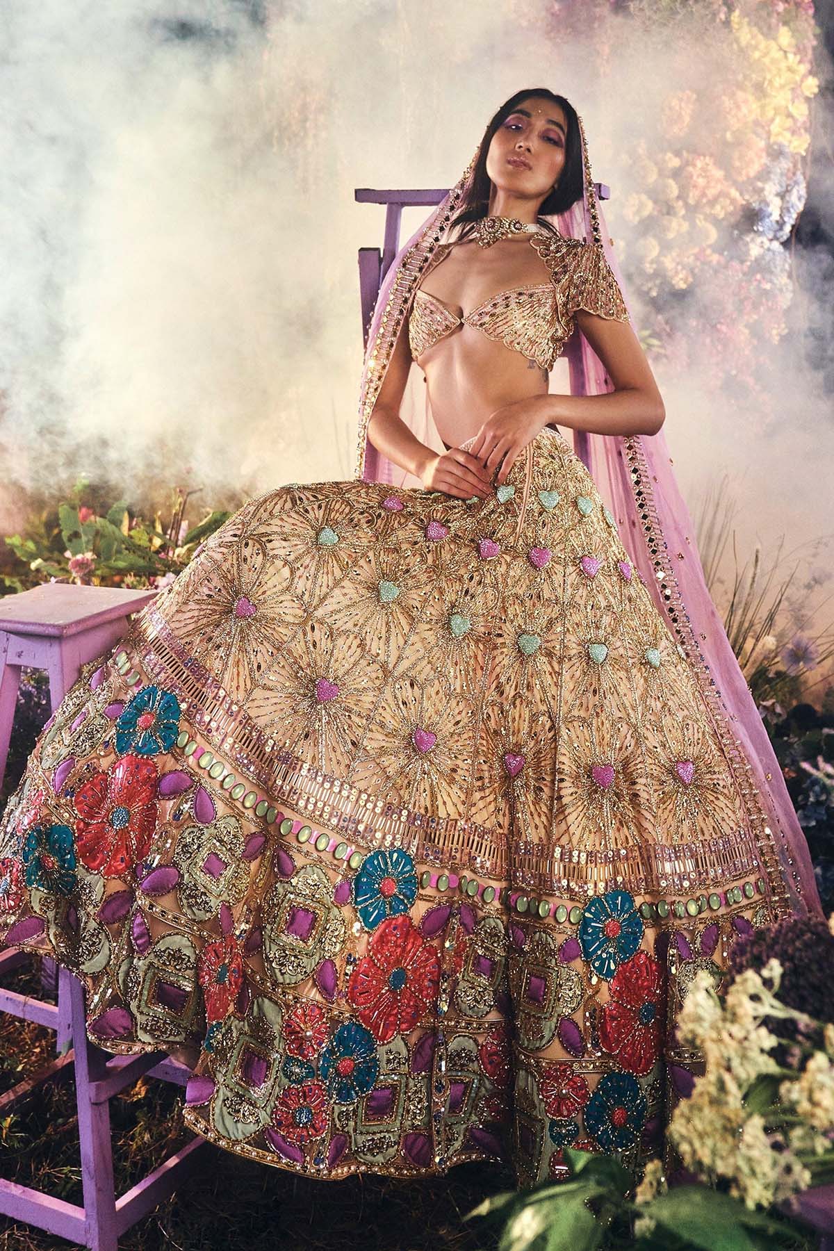 SELENE - IVORY HEART BRIDAL LEHENGA SET