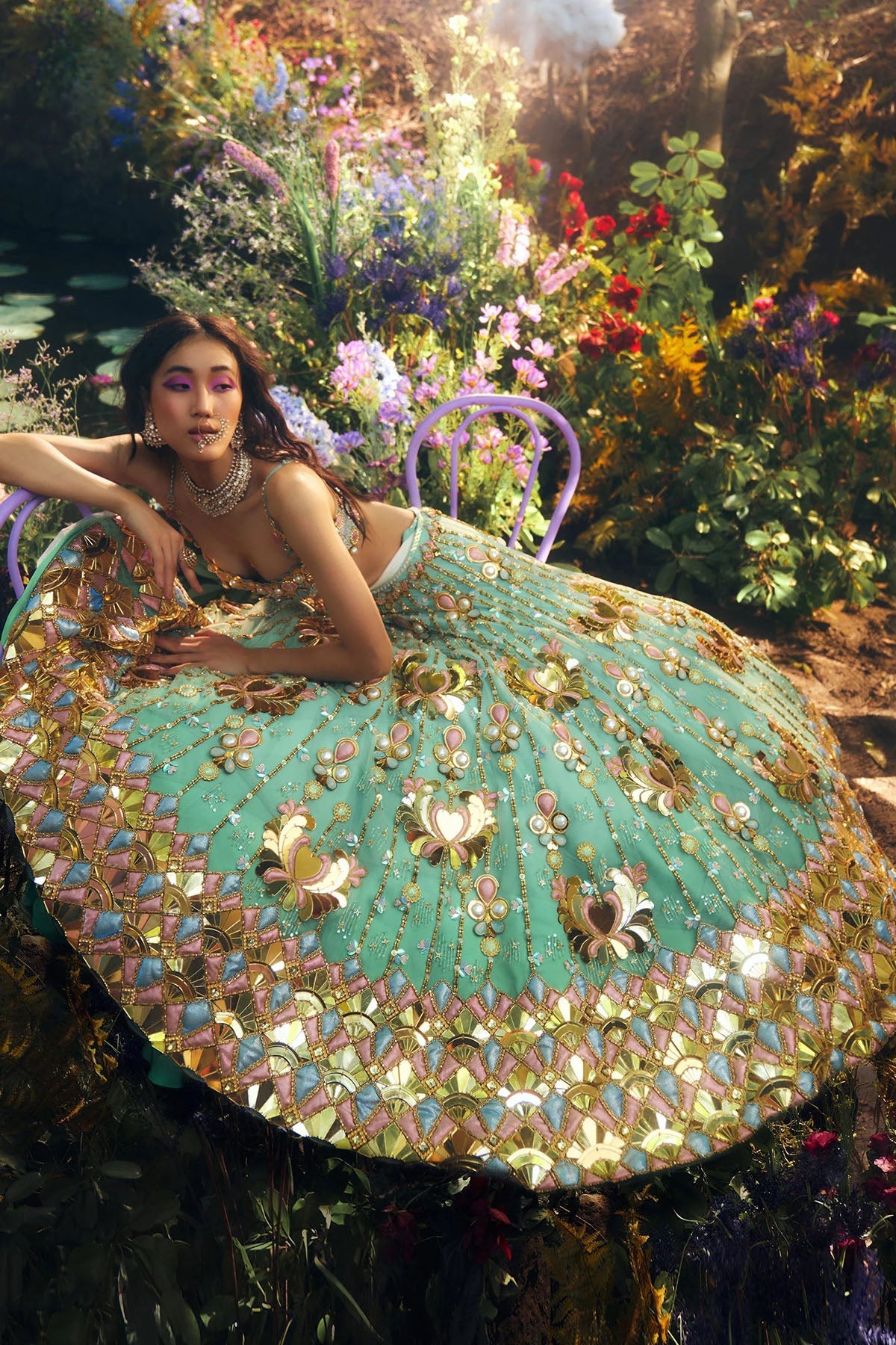 CELESTE - TEAL LOTUS LEHENGA SET