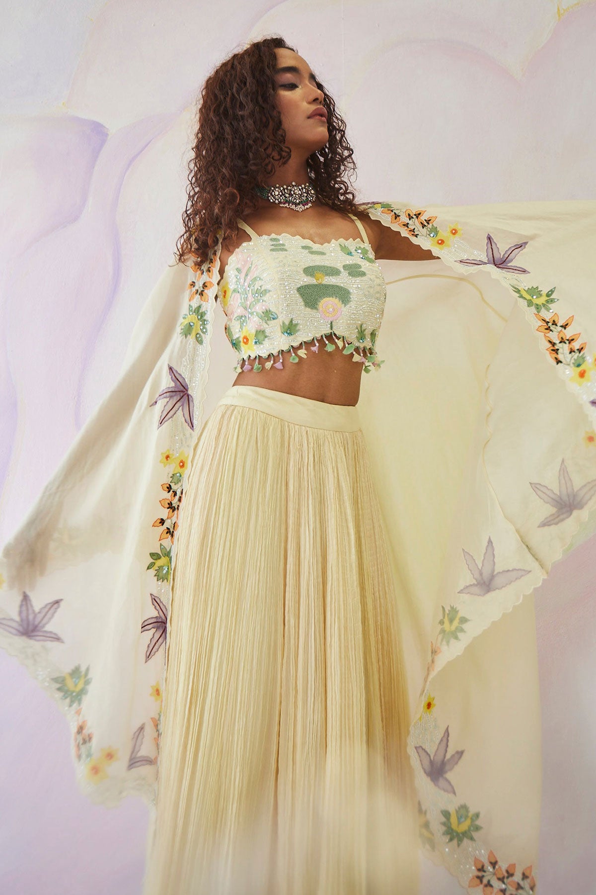 Lia Pastel Handpainted cape set