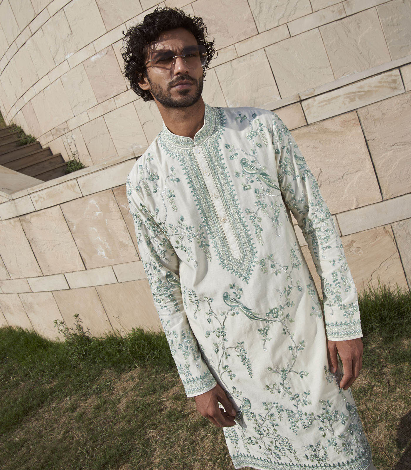 PARROT WITH CREEPER KURTA