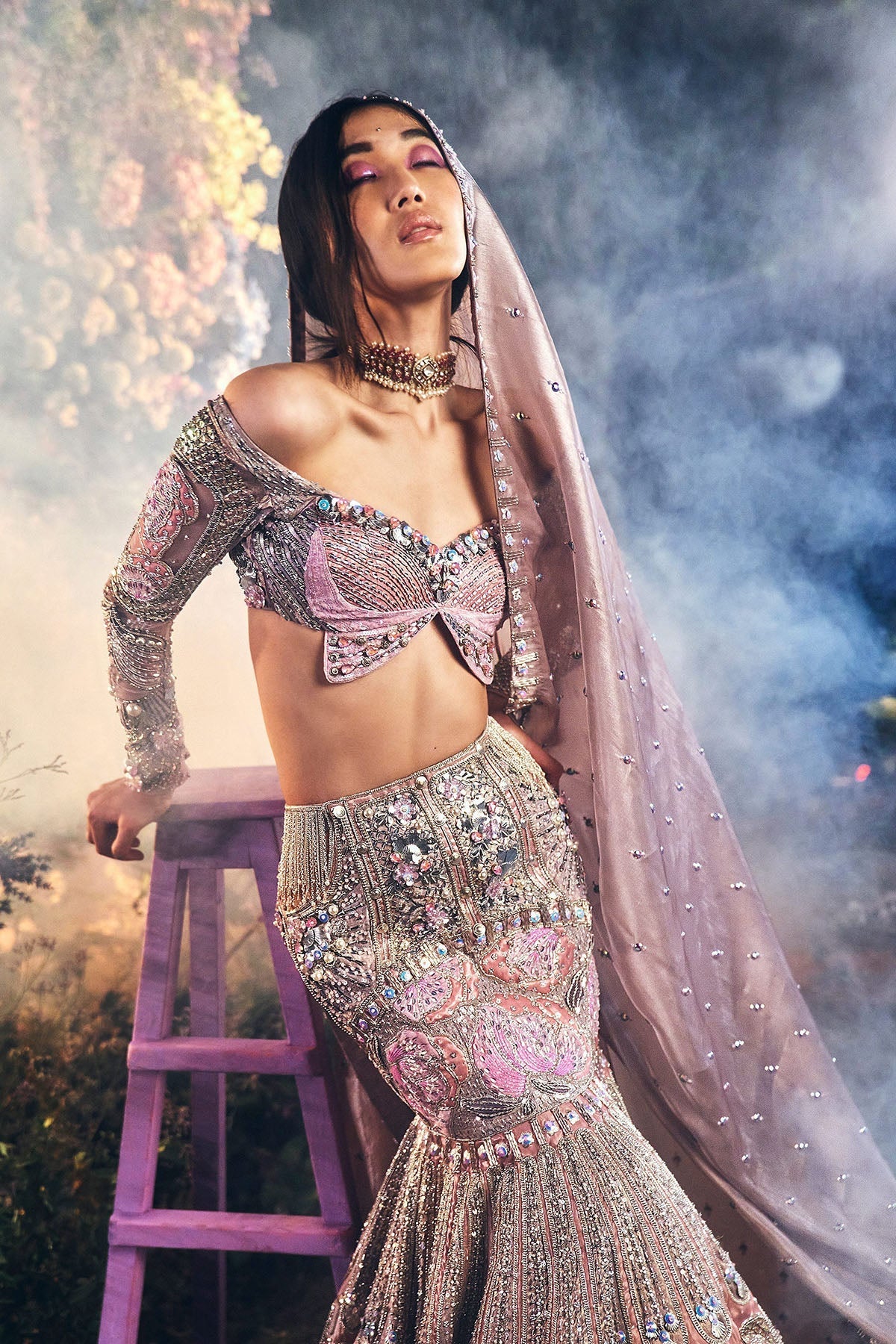 ISABELLE - LILAC MERMAID CUT LEHENGA SET
