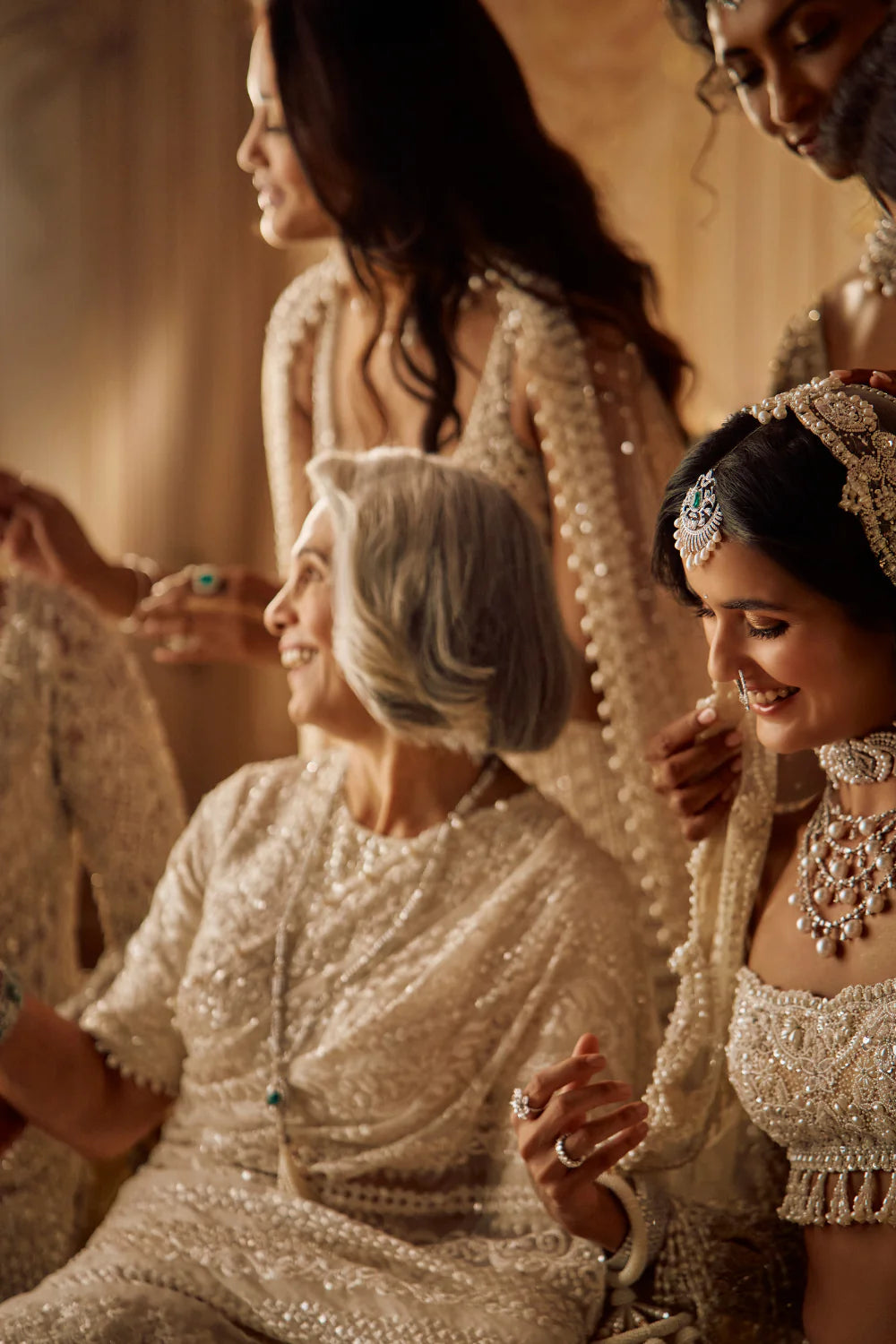 Ivory Organza Stripe Saree