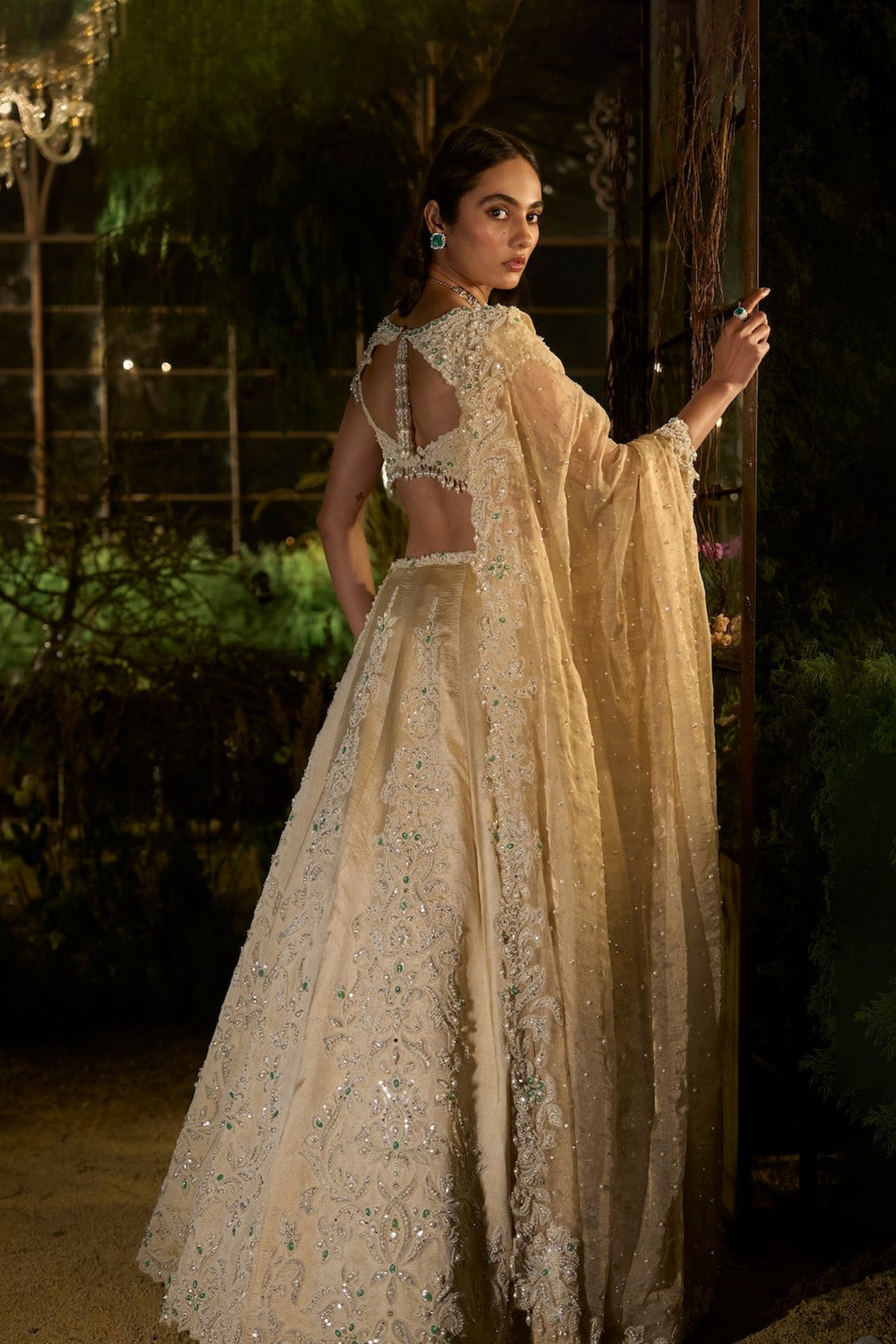 Light Gold Pearl Lehenga Set