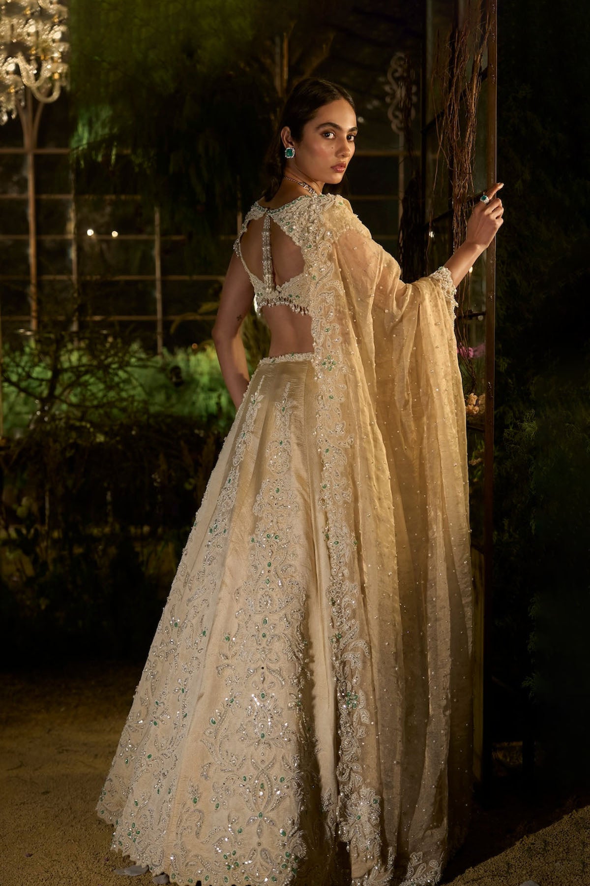Light Gold Pearl Lehenga Set