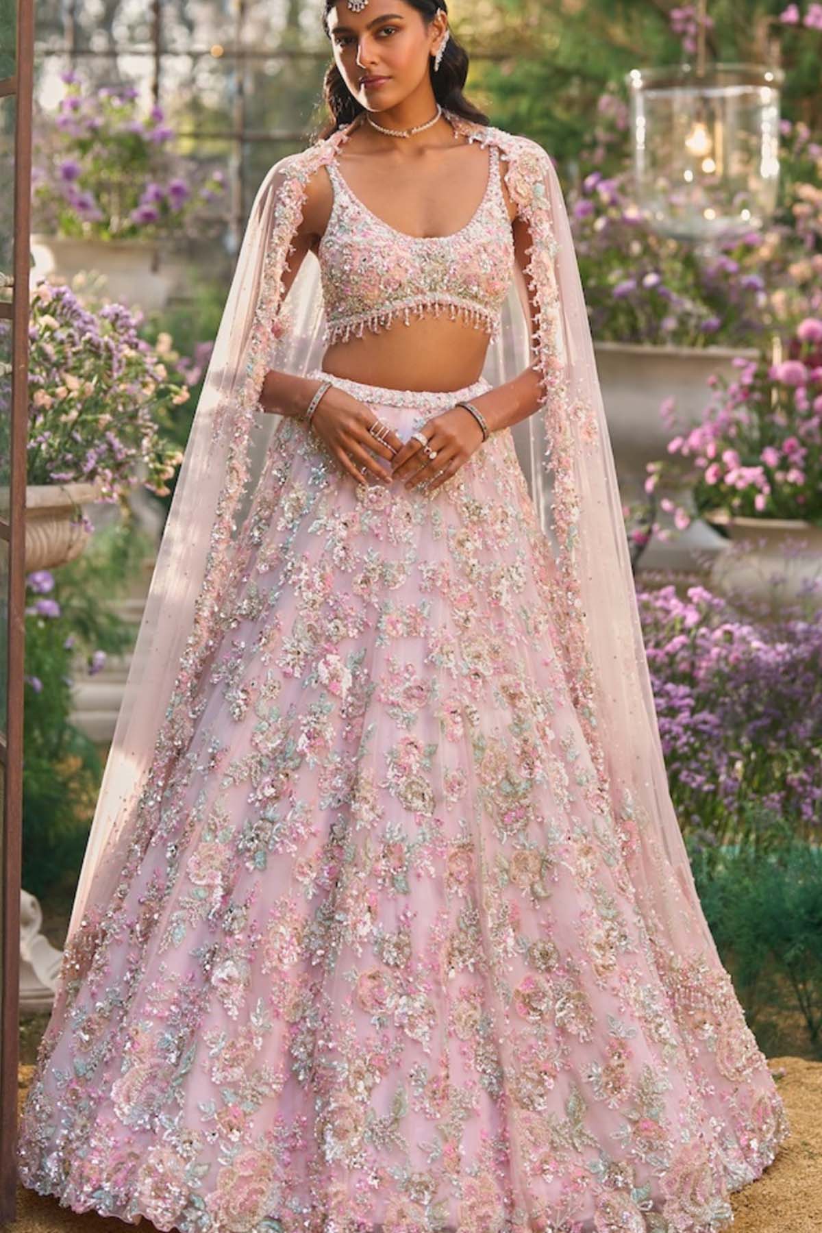 Light Pink Sequin Lehenga Set