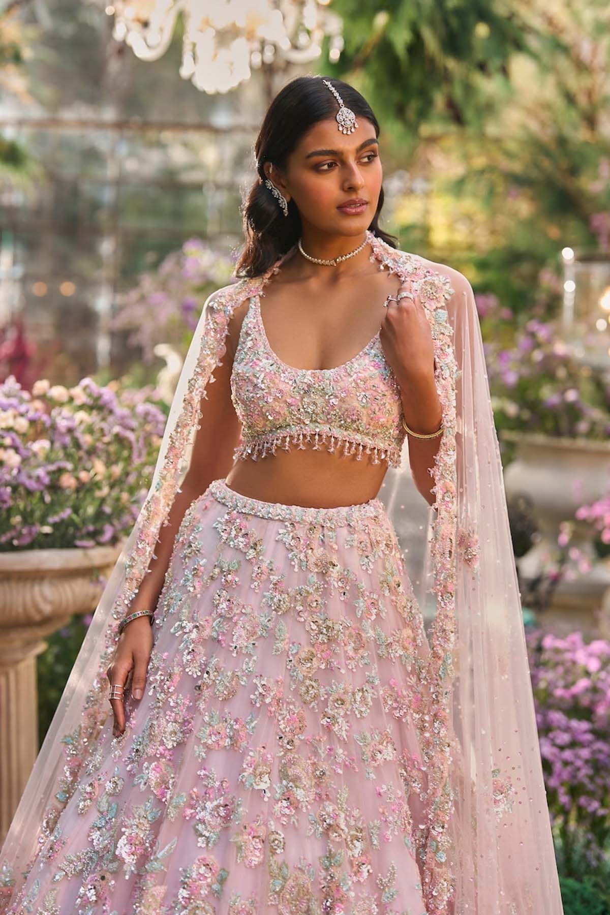 Light Pink Sequin Lehenga Set