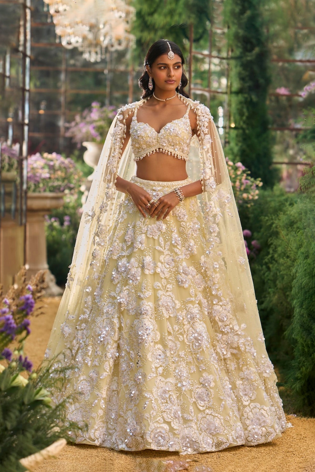 Lime Yellow Floral Lehenga Set