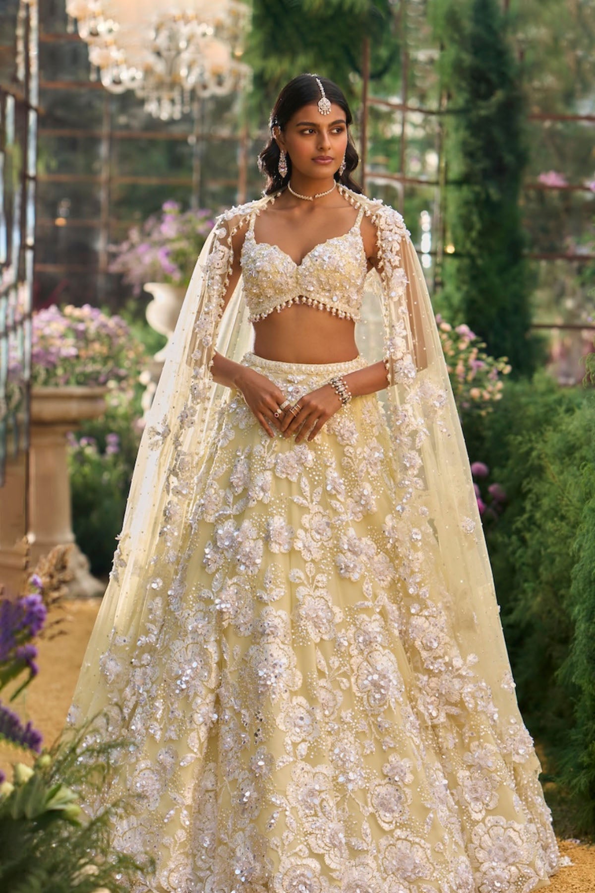 Lime Yellow Floral Lehenga Set