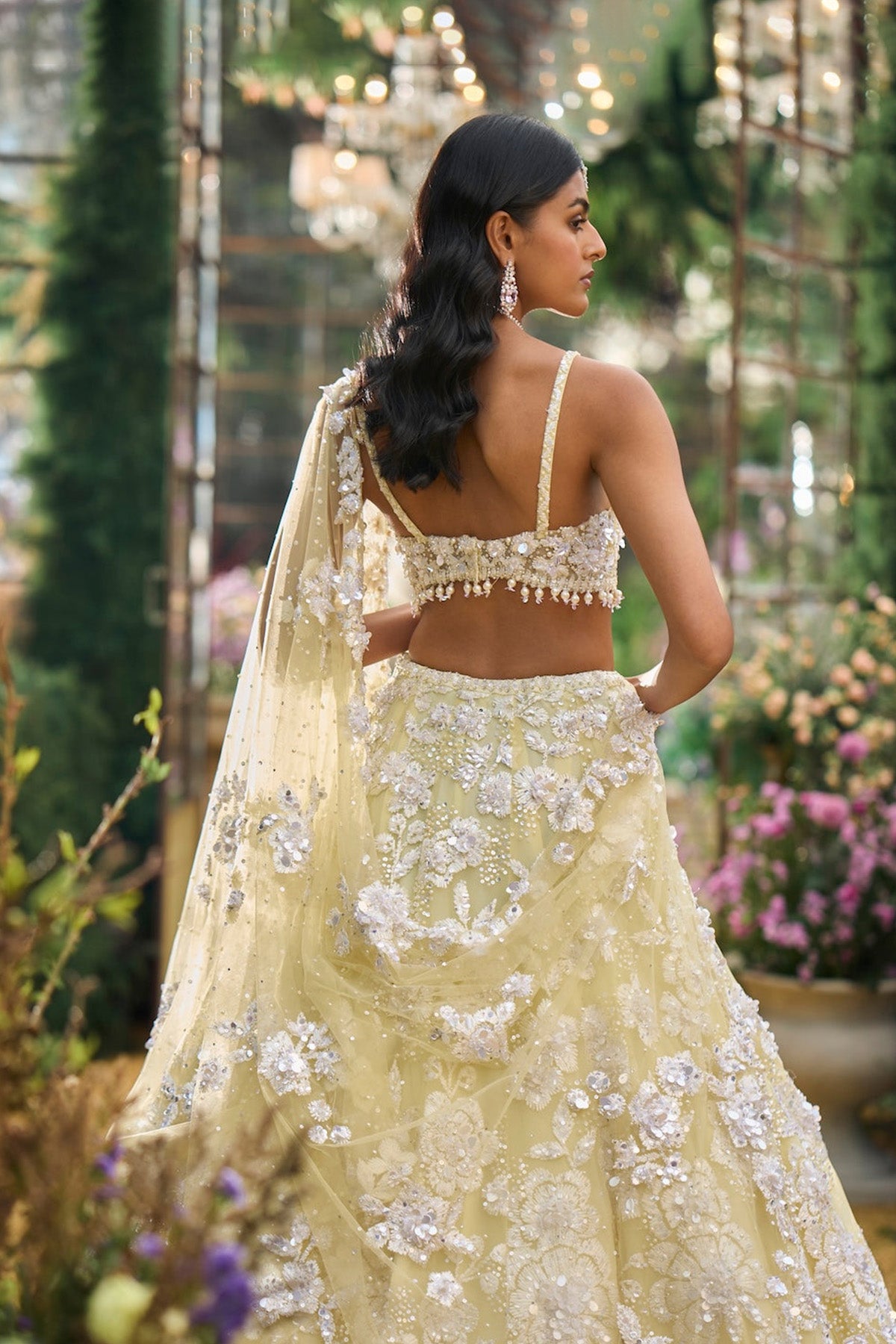 Lime Yellow Floral Lehenga Set