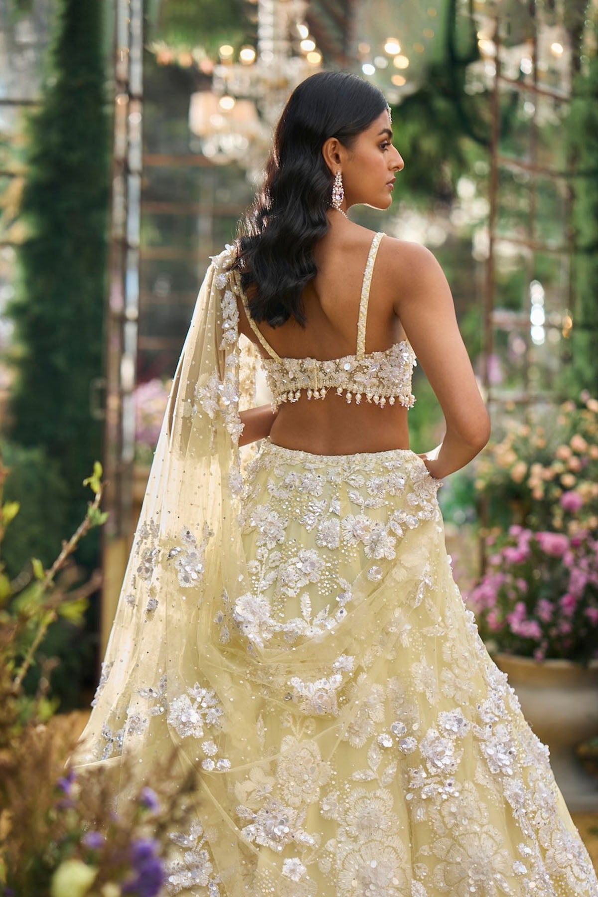 Lime Yellow Floral Lehenga Set