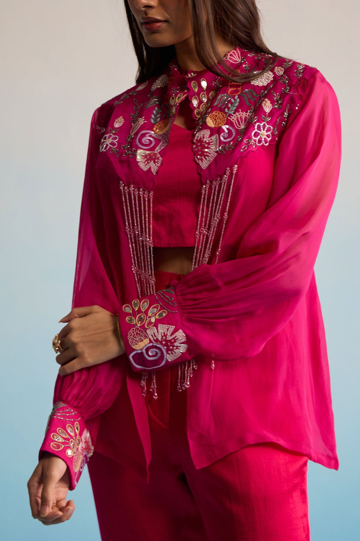 Hot Pink Embroidered Co-Ord Set