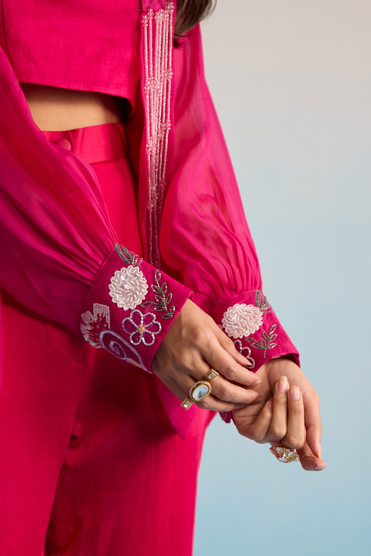 Hot Pink Embroidered Co-Ord Set