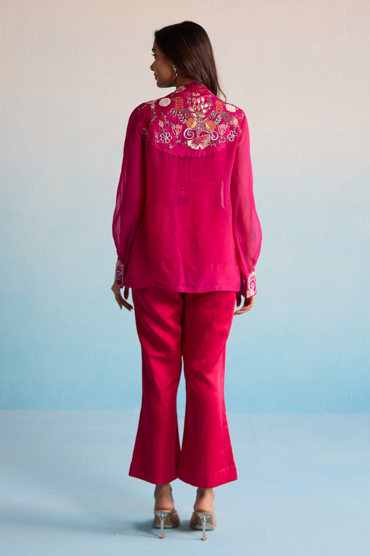 Hot Pink Embroidered Co-Ord Set