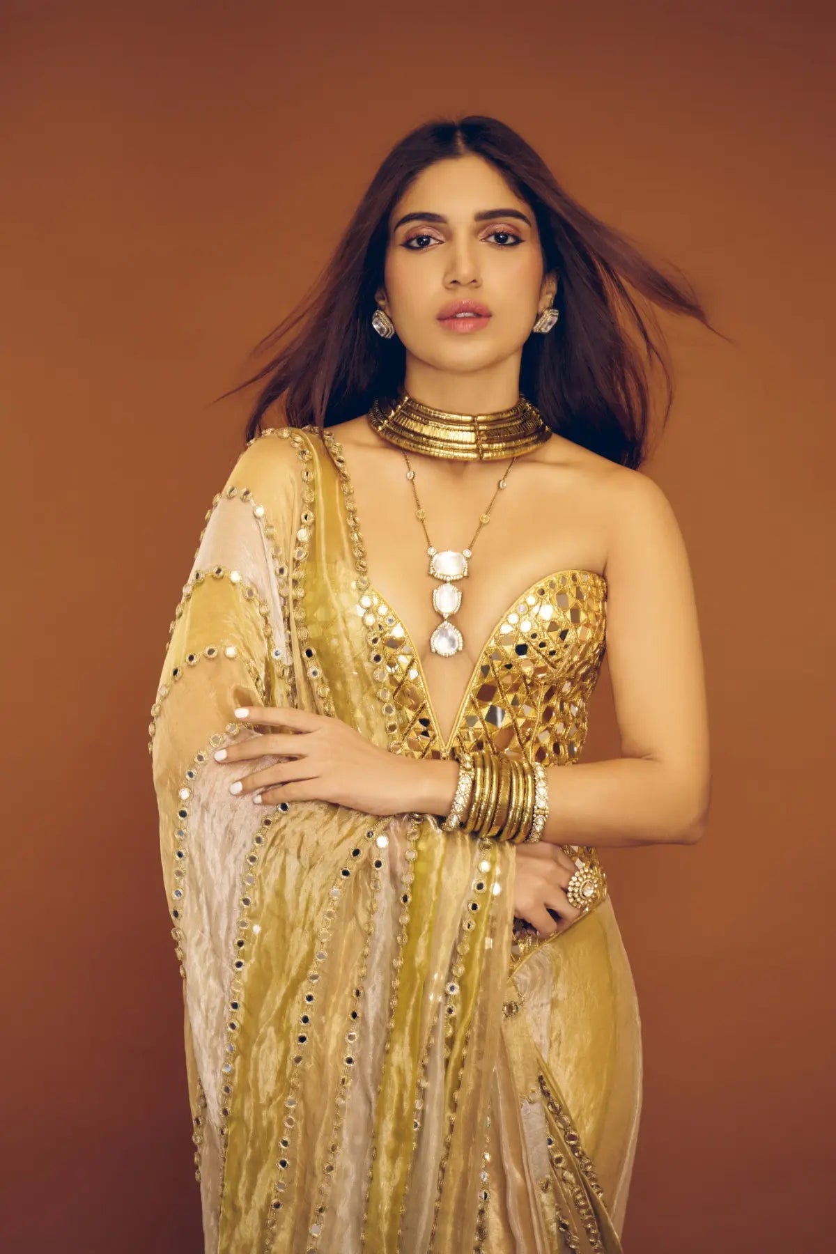 Bhumi Pednekar in Kanakjyoti Saree Set
