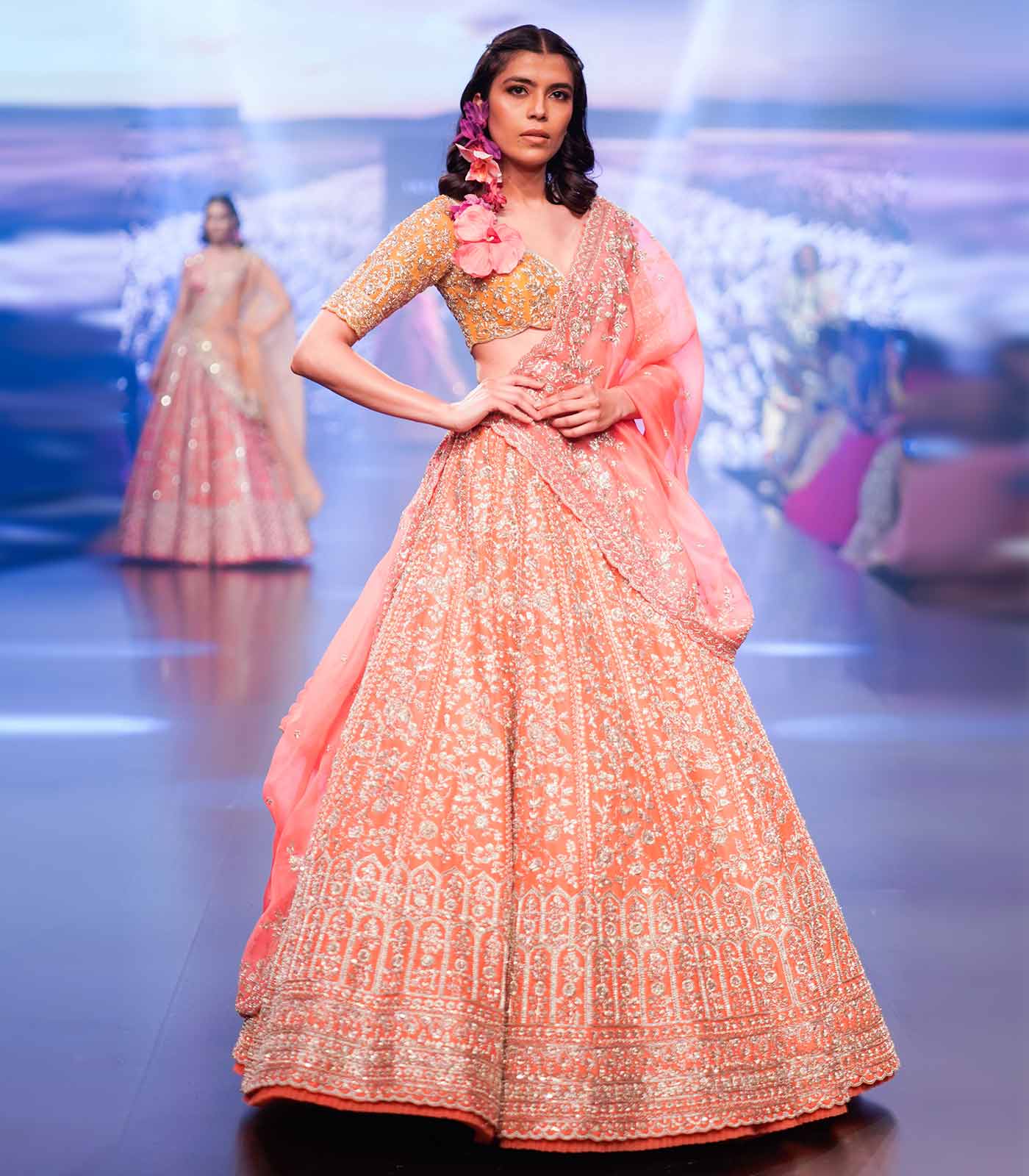 NIRVANA ORANGE LEHANGA SET