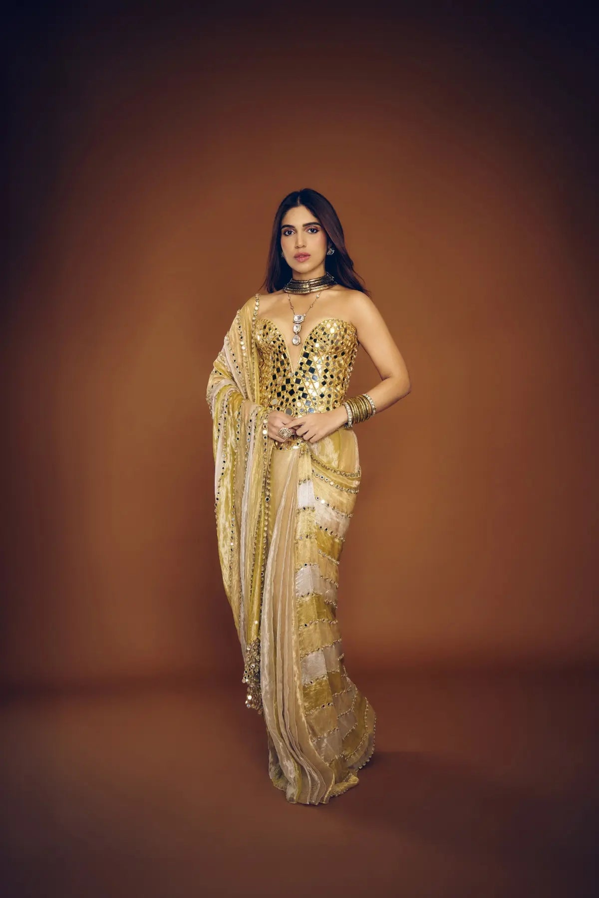 Bhumi Pednekar in Kanakjyoti Saree Set