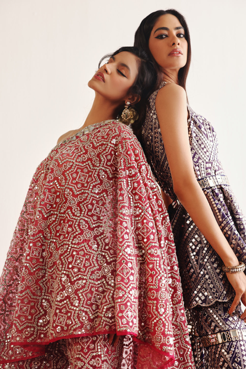 Hexagon One Shoulder Cape With Hexagon Bootcut Pants