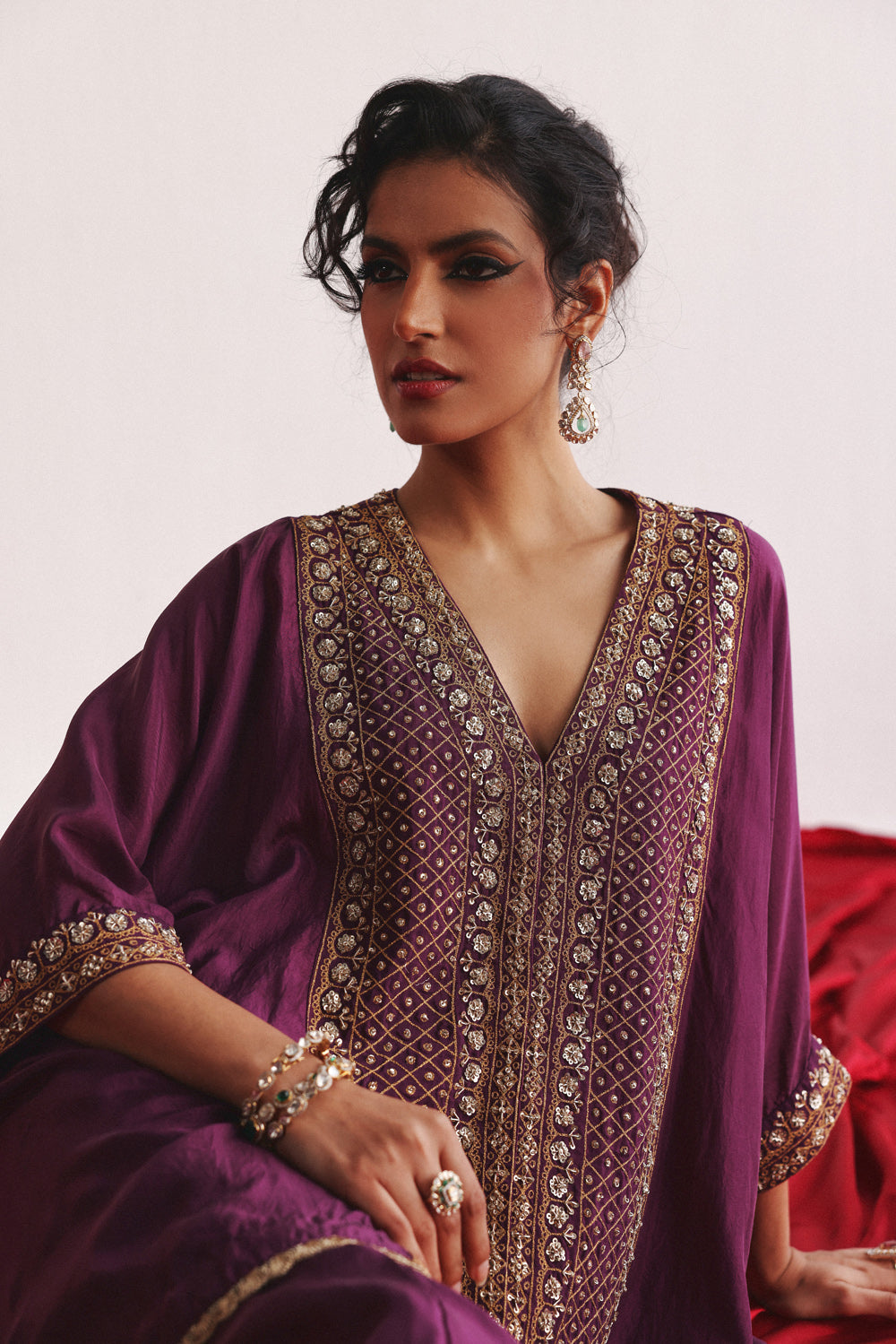 Marodiwork Silk Kaftan with Palazzos