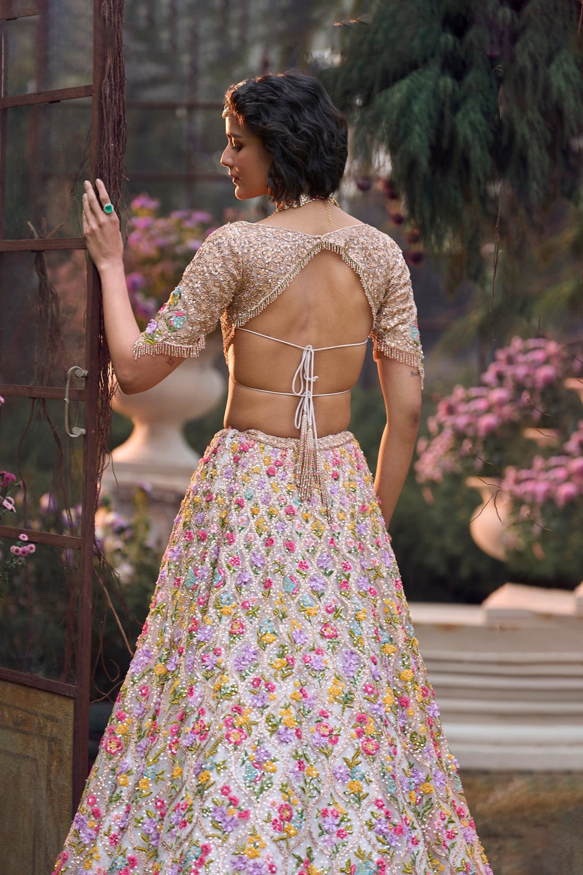 Multi-Coloured Floral Lehenga Set