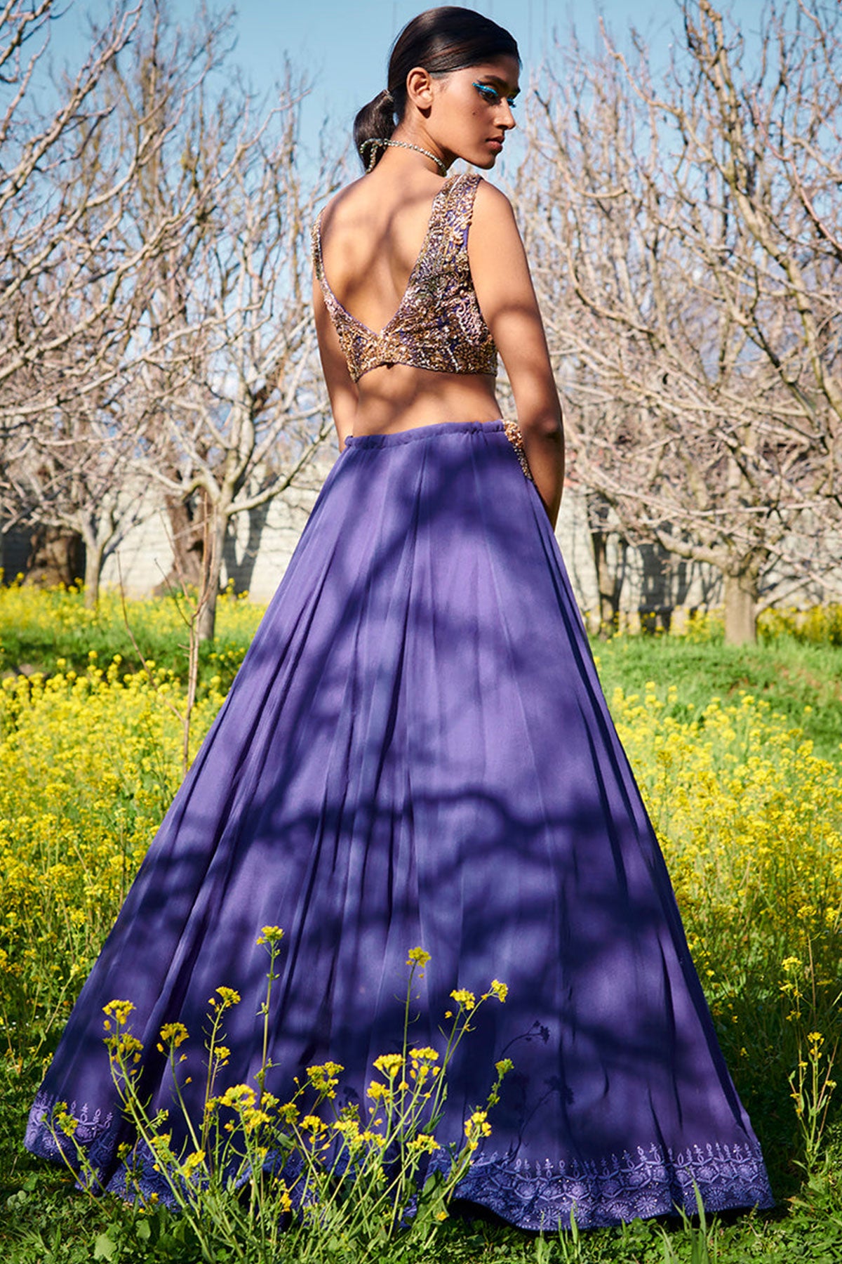 "Pale Fuscaus" Chiffon Lehenga Set