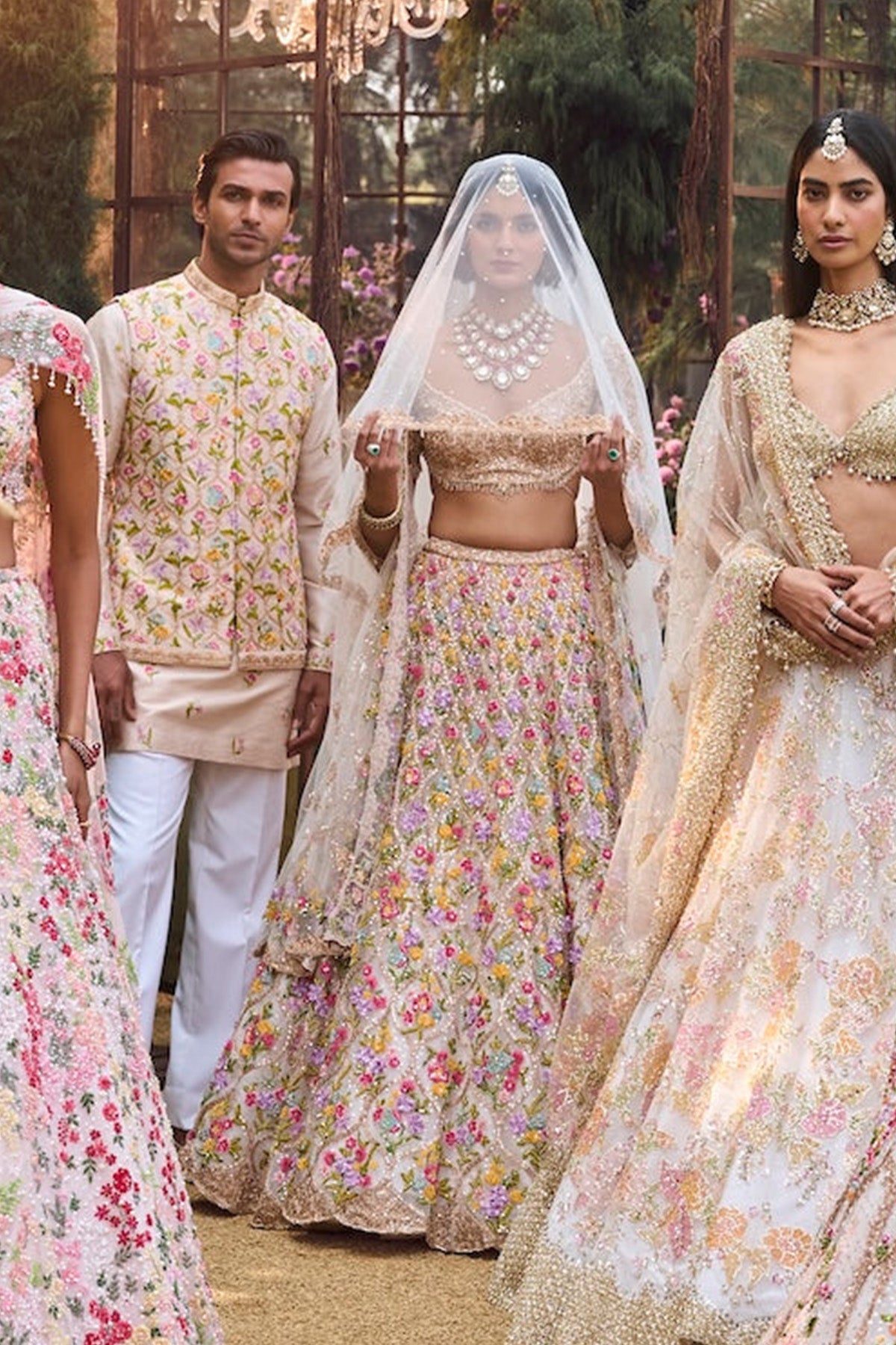 Multi-Coloured Floral Lehenga Set